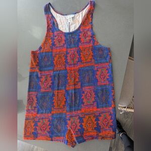 retro 80s Vintage International Male Romper Aztec Print Size Medium